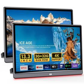 Wonnie Ram 32g 2 Monitor 13.3 Inch Android Car Tv With Wifi 5g - 4k Headrest Video Player For B