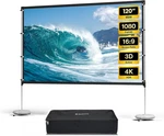 120-INCH Projector Screen With Stand, Portable 16:9 4K Hd Wrinkle-free... New. Price: $188.71.